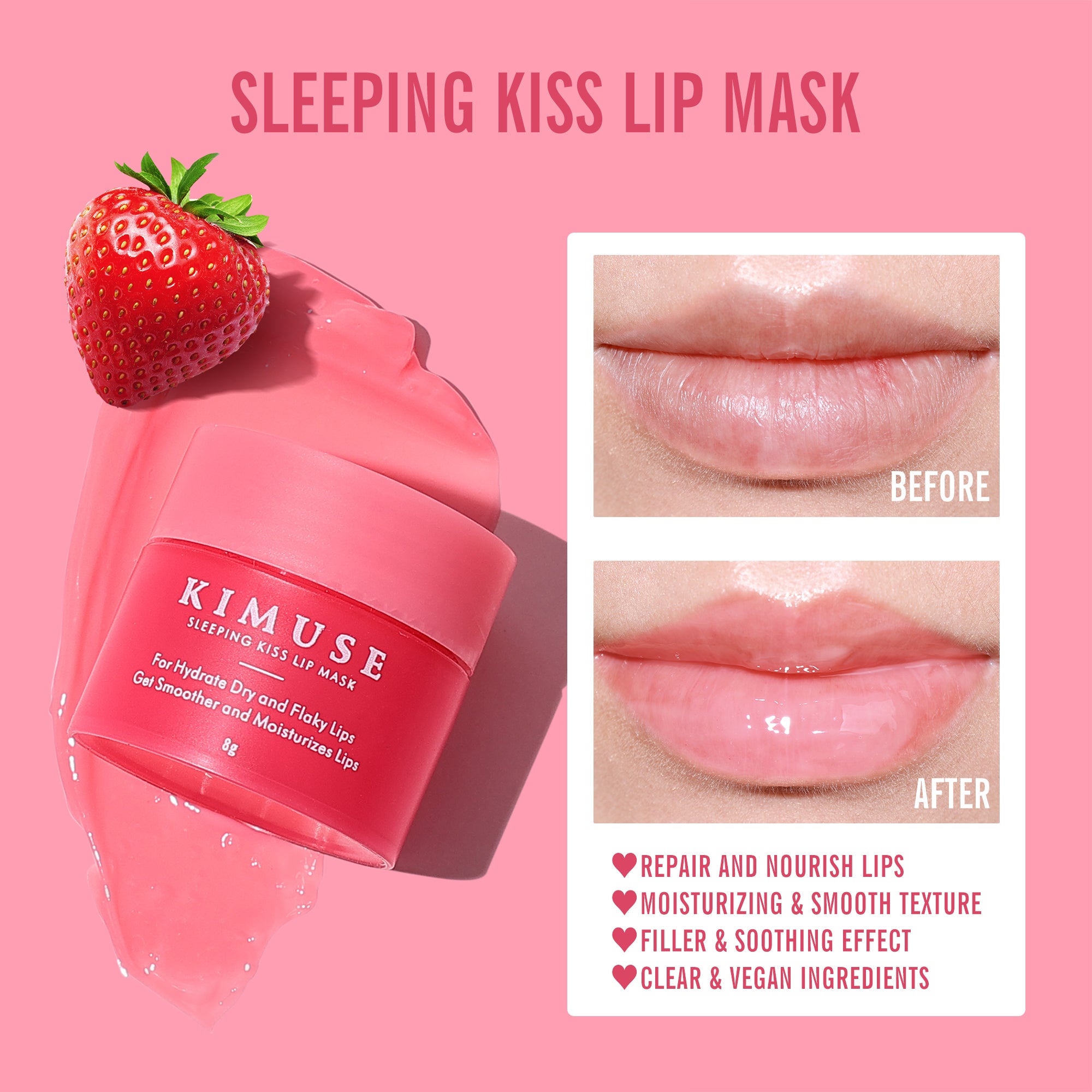 KIMUSE Lip Sleeping Mask Set, Hydrating, Nourishing Lip Care Products for Cracked Dry Lips