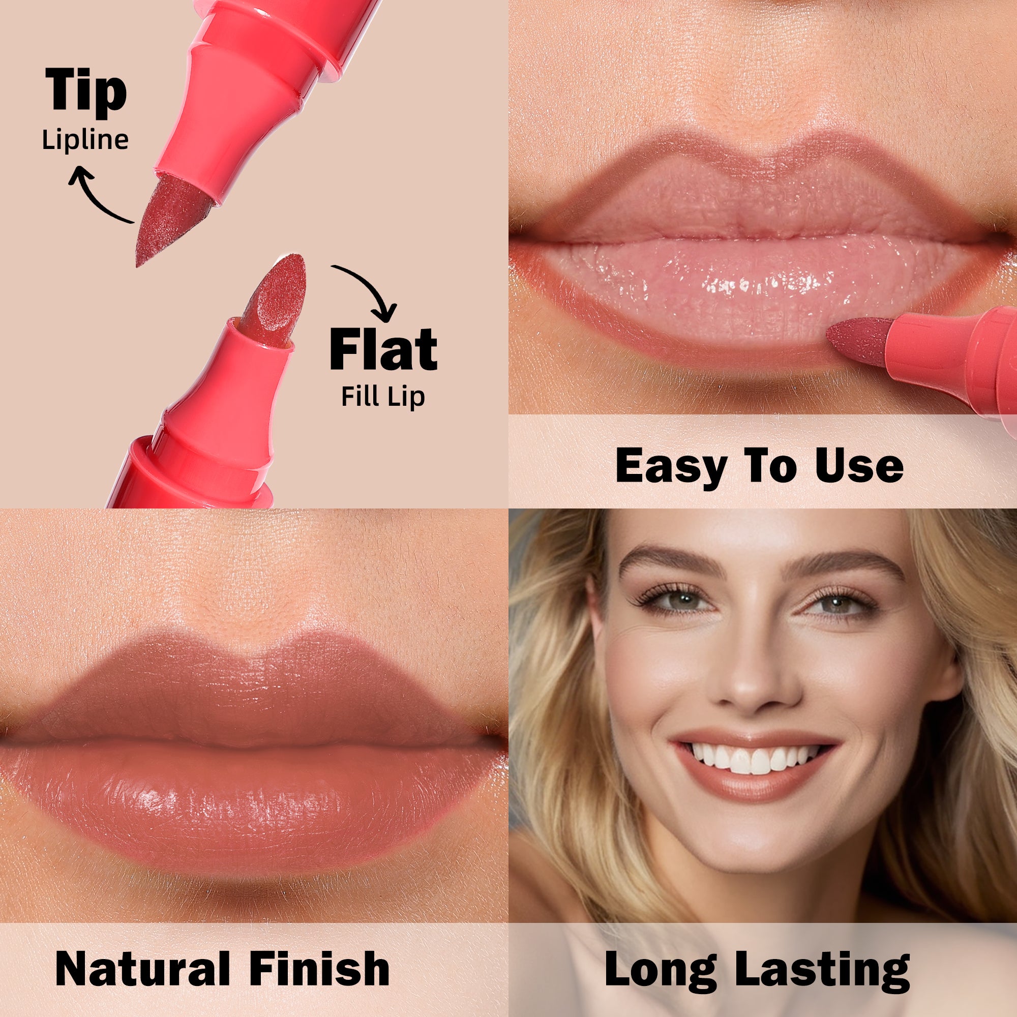 KIMUSE Lip Stain Tip Marker Set, Long Lasting Waterproof Matte Natural Finish