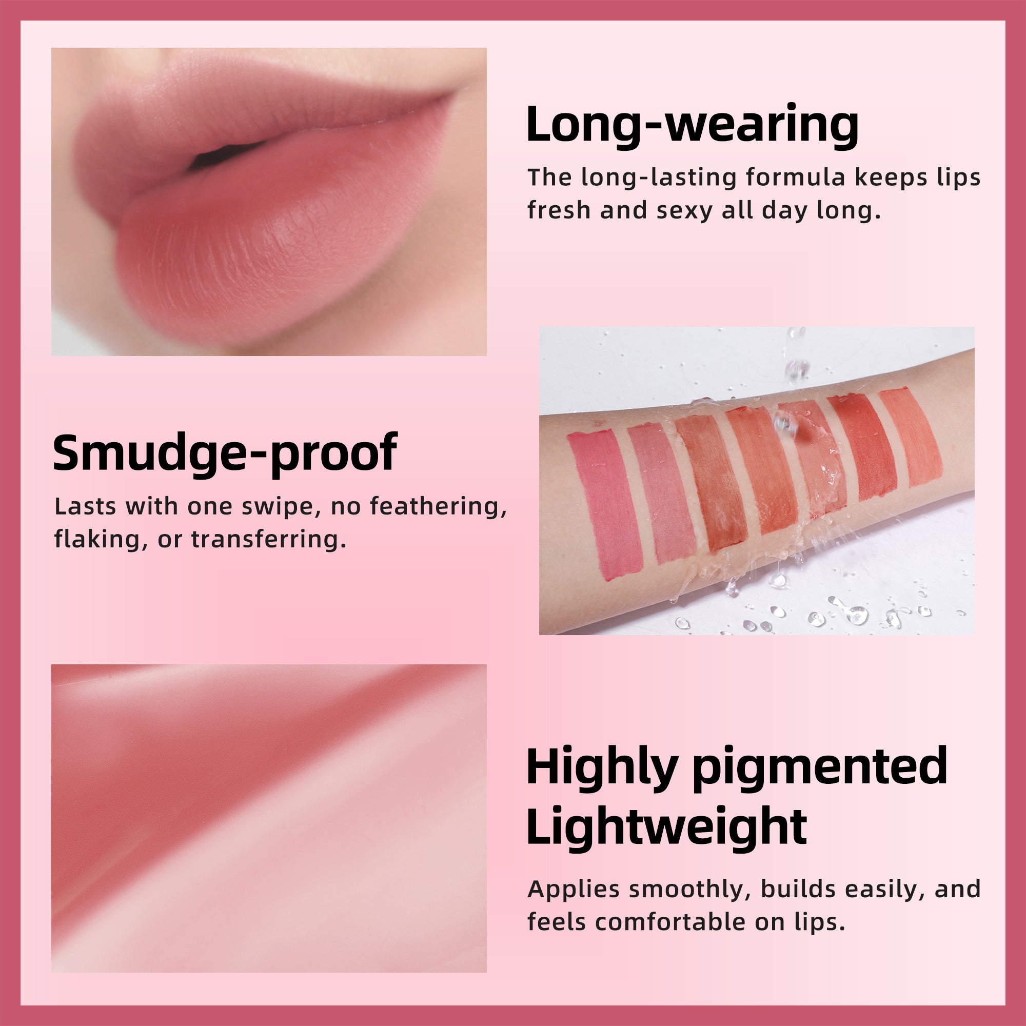 KIMUSE Water Gel Lip Tint 6 Colors Set, Highly Pigmented Long Lasting Lip Stains