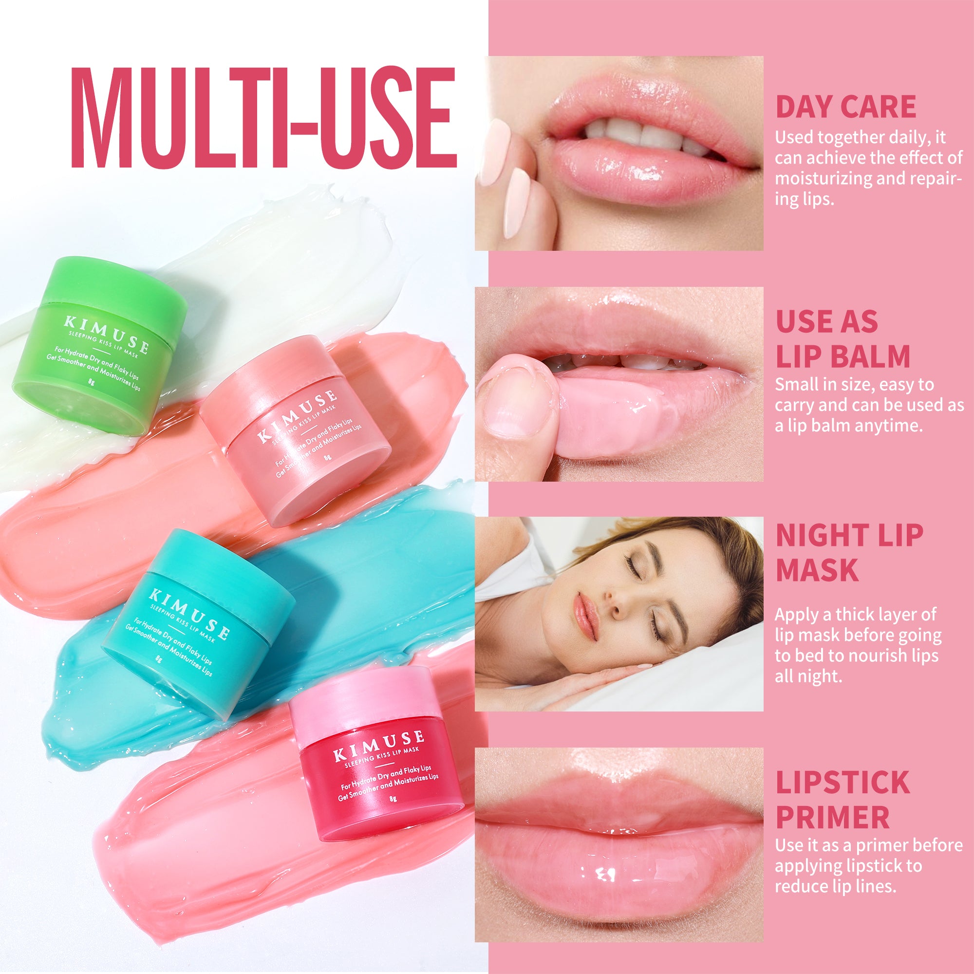 KIMUSE Lip Sleeping Mask Set, Hydrating, Nourishing Lip Care Products for Cracked Dry Lips