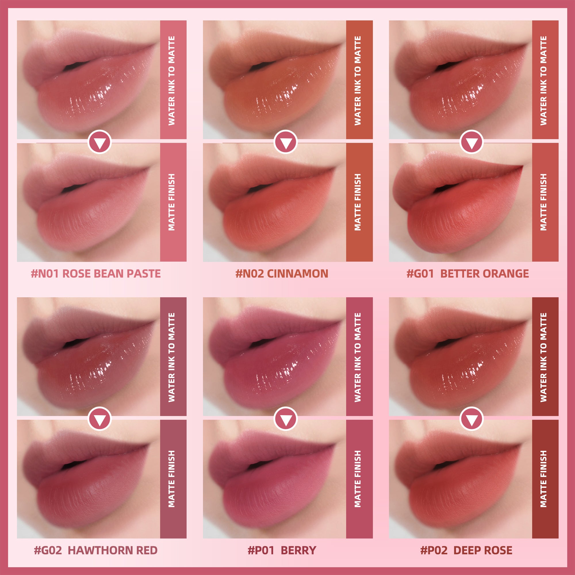 KIMUSE Water Gel Lip Tint 6 Colors Set, Highly Pigmented Long Lasting Lip Stains