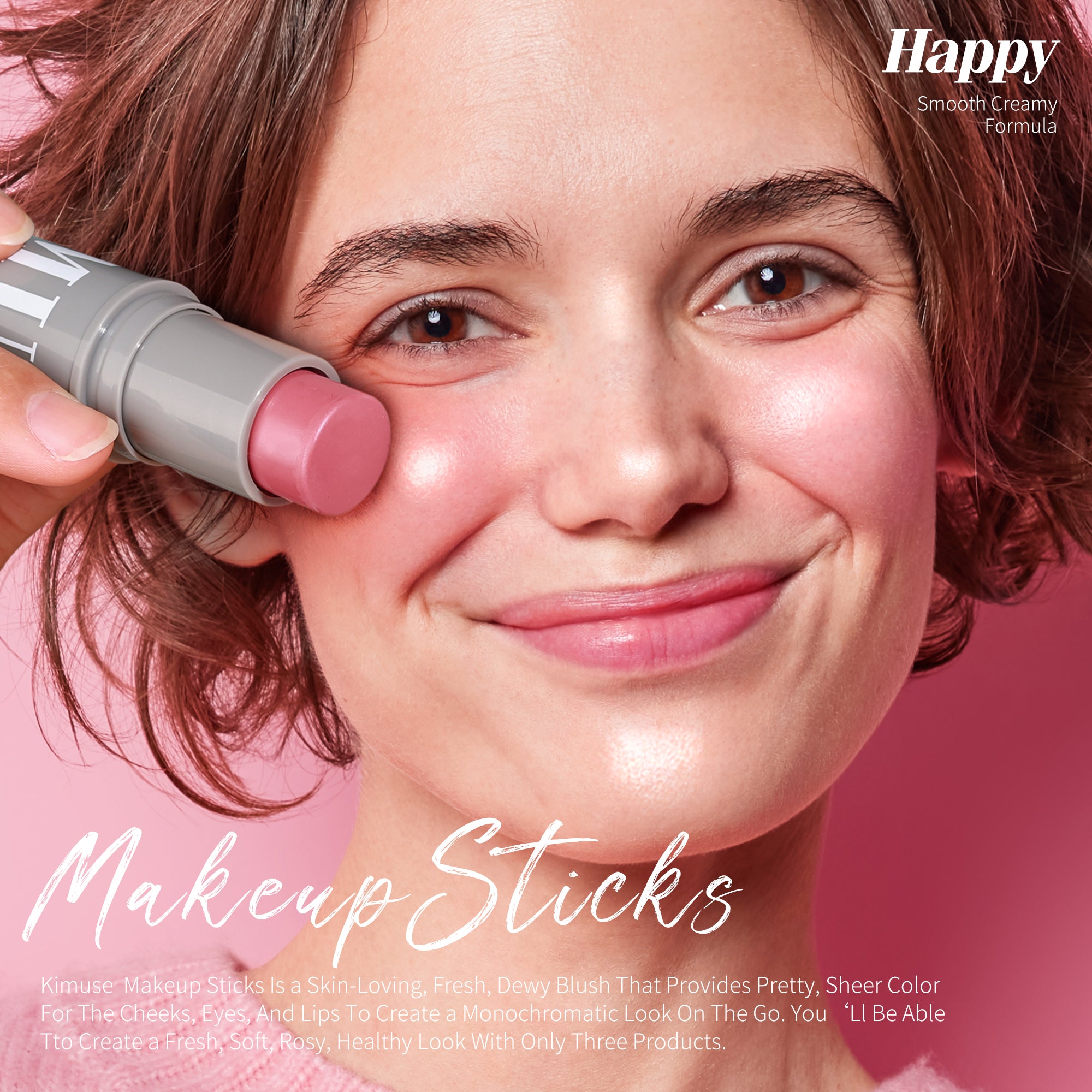 KIMUSE Multi-Stick Cream Highlighter Stick + Blush Stick, Buildable & Creamy