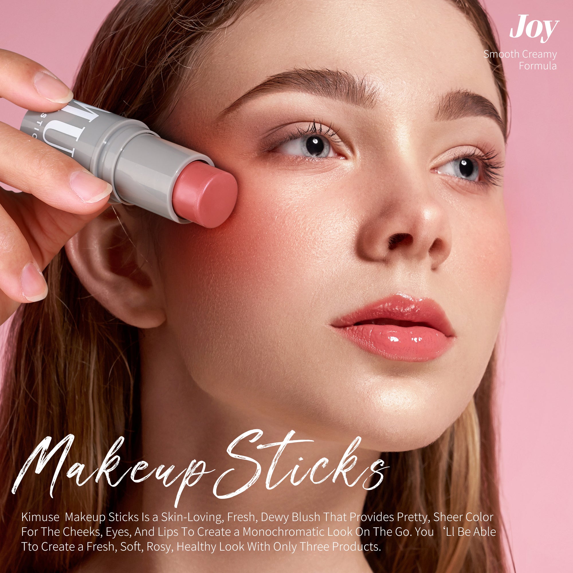 KIMUSE Multi-Stick Cream Highlighter Stick + Blush Stick, Buildable & Creamy