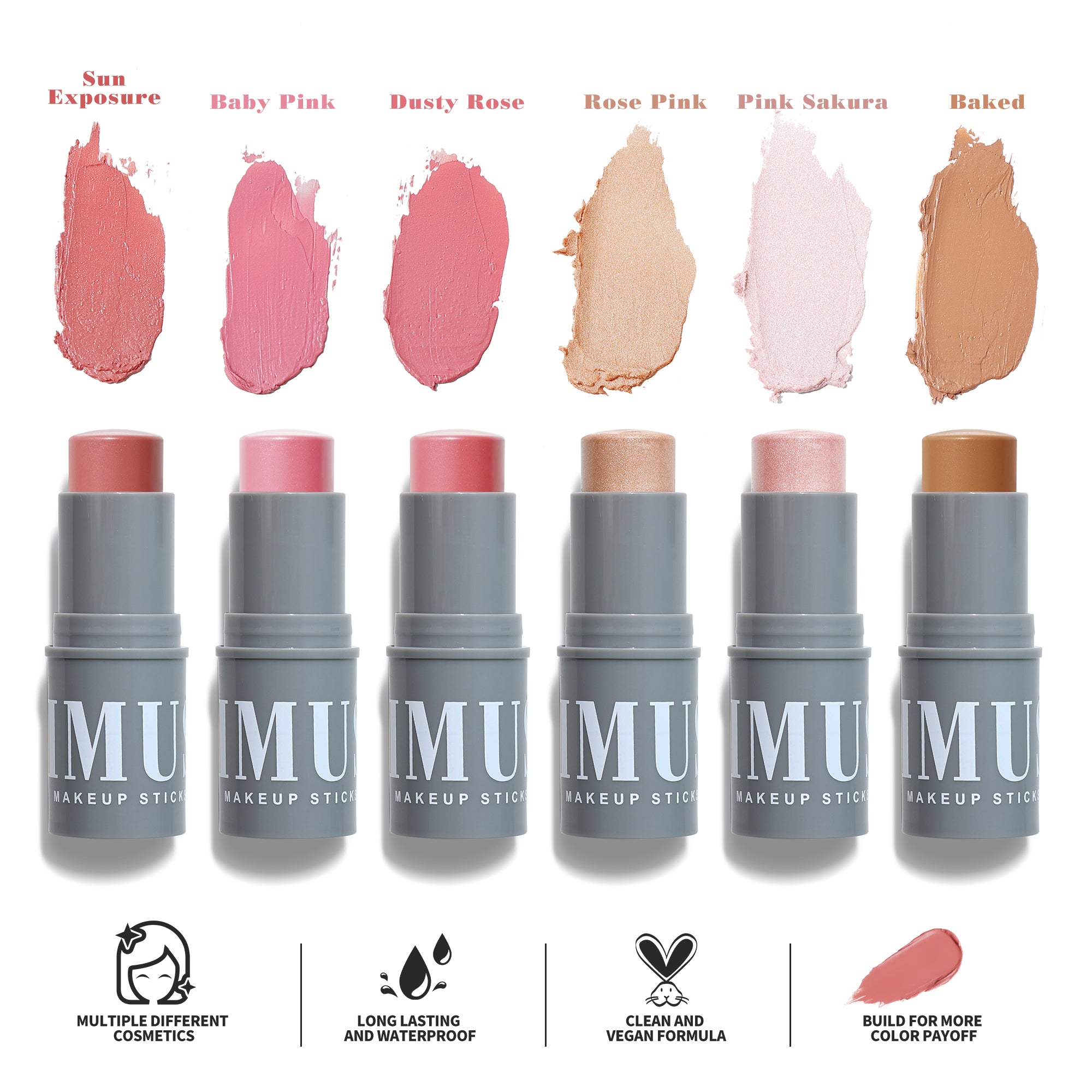 KIMUSE Multi-Stick Cream Highlighter Stick + Blush Stick, Buildable & Creamy