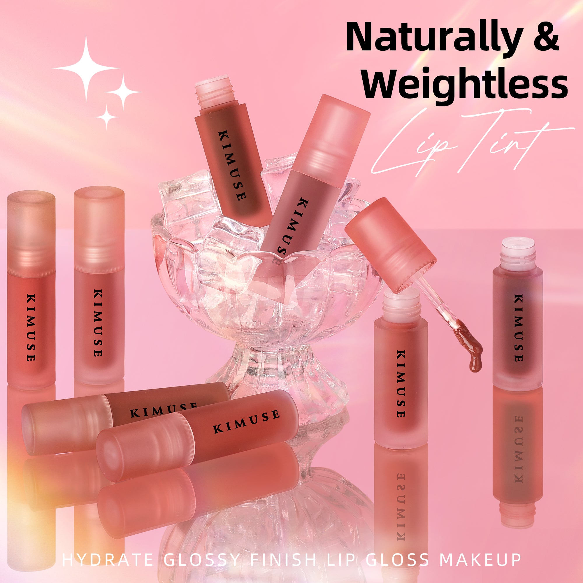 KIMUSE Water Gel Lip Tint 6 Colors Set, Highly Pigmented Long Lasting Lip Stains