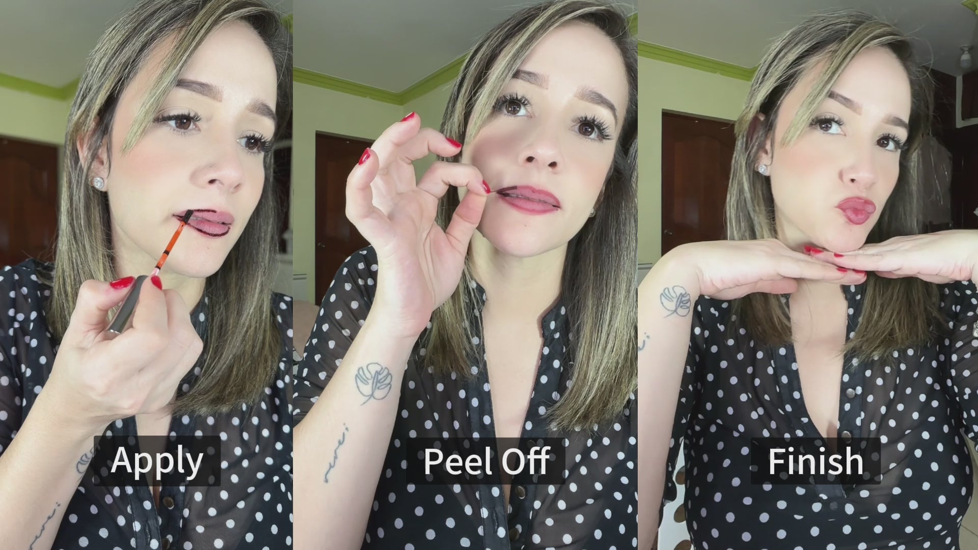 KIMUSE Peel Off Lip Stain with Tweezer, Highly Pigmented Color, Matte Finish